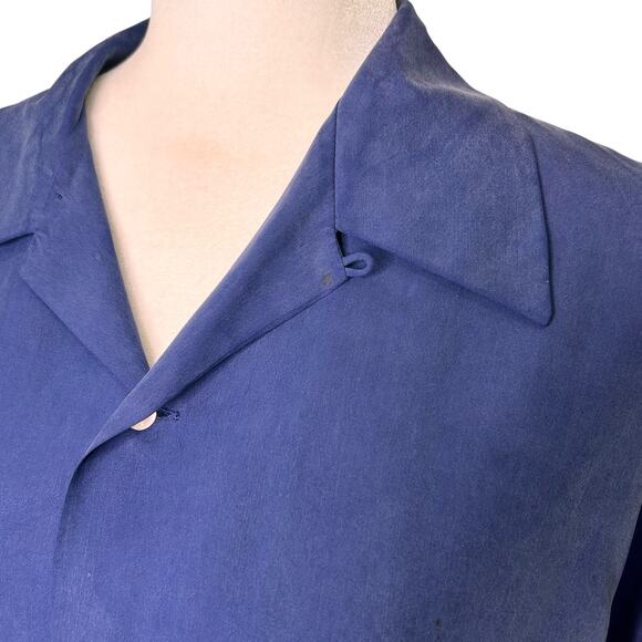 J. McLaughlin 100% Silk Blue Peachskin Button Down Long Sleeve Tunic Blouse - Picture 7 of 7